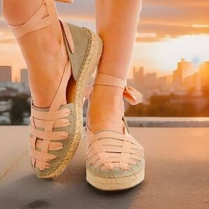 Free people heat wave wrap Espadrille Flats w/ Slip-On Design & Jute Sole SZ 9.5